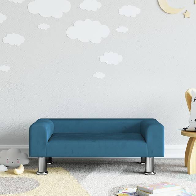 vidaXL sofa til børn 70x45x26,5 fløjl blå
