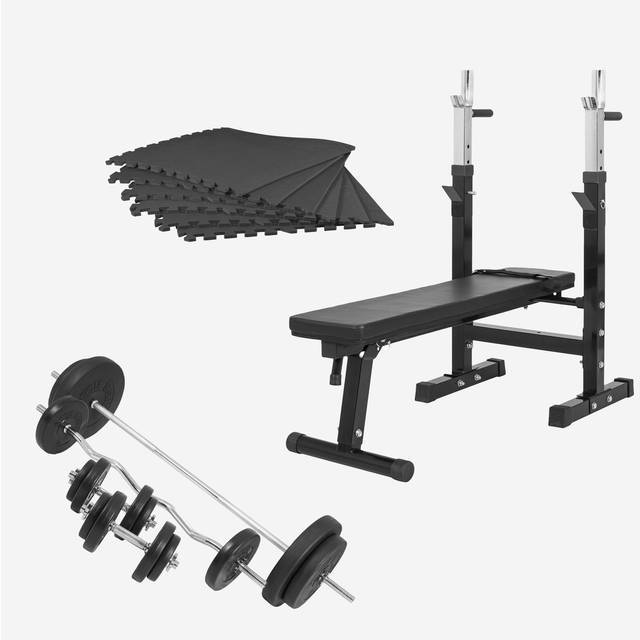 Gorilla Sports Bænkpres Black Vægtstang Curlstang Håndvægte 100 kg