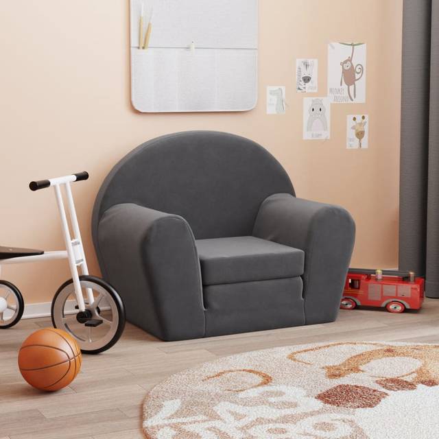 vidaXL sovesofa til børn blødt plys antracitgrå