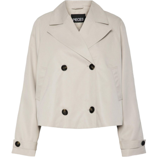 Pieces Carlett Short Trenchcoat - Silver Grey