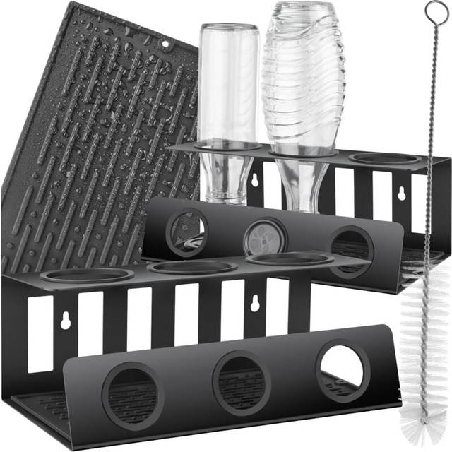 tectake Flaskeholder Triso Til 3 Flasker Med Drypbakke Sort Vinreol