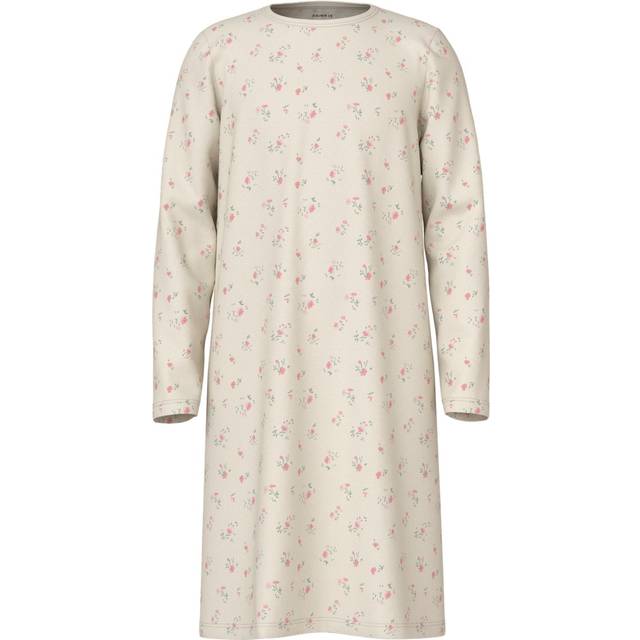 Name It Natskjorte NkfNightgown Flower Noos - Lysebeige/Grøn/Lyserød