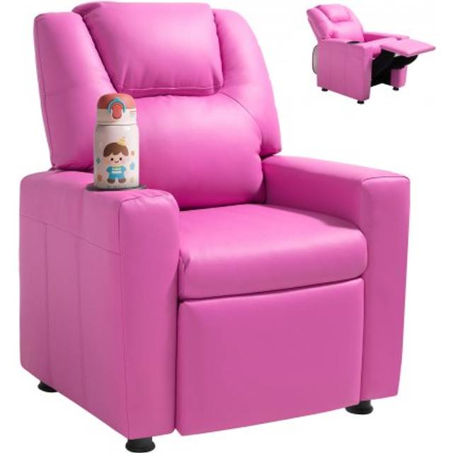 VEVOR Børne Lænestol PU Læder Med Kopholder Pink