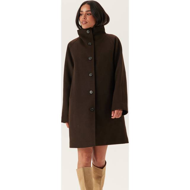 Selected Femme SlfVinni Wool Blend Coat - Mørkebrun