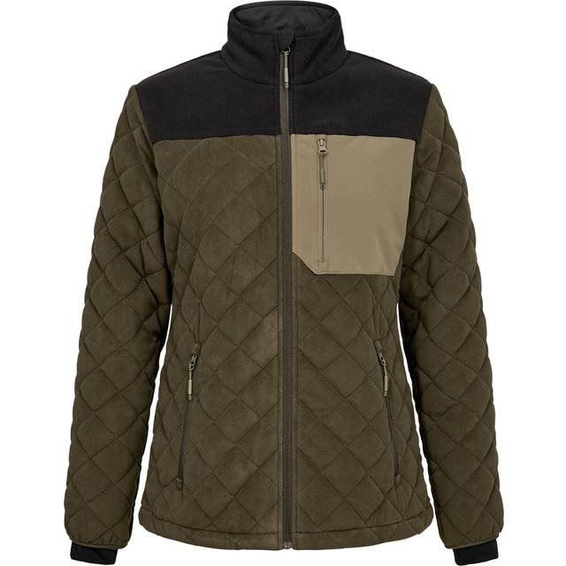 Engel Entire Quiltet Fleecejakke Dame - Forest Green/Sort