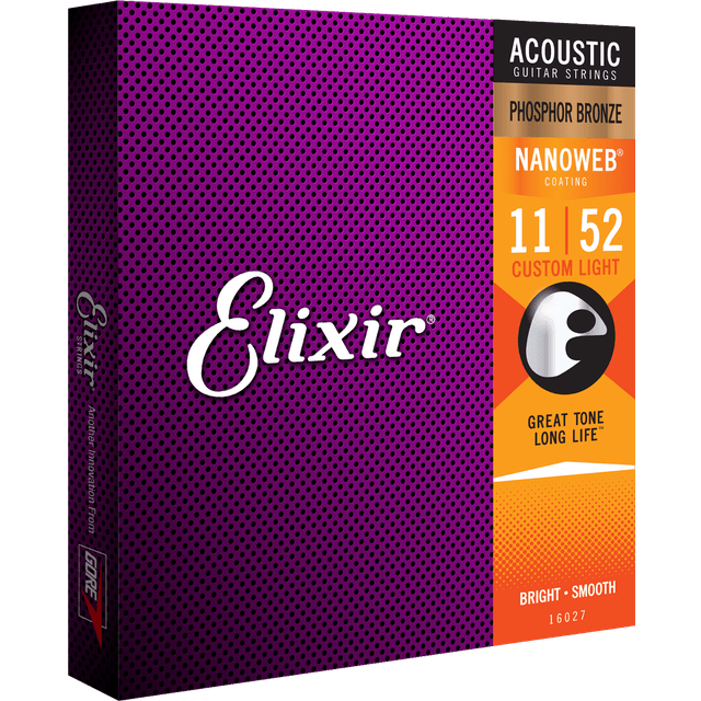 Elixir Acoustic Phosphor Bronze Nanoweb Custom Light 11-52