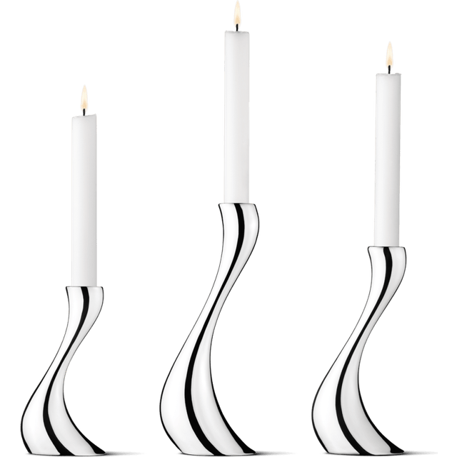 Georg Jensen Cobra Shiny Steel Lysestage 24cm 3stk